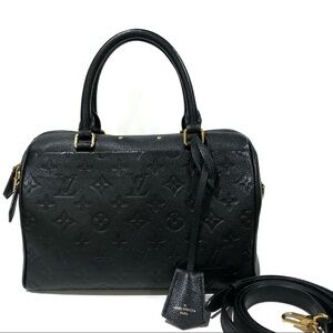 Auth Louis Vuitton Monogram Empreinte Leather Speedy 25 Bandouliere Crossbody